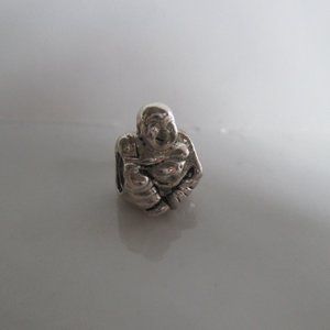 Smiling Buddha Charm Vintage Sterling Silver Bead for Pandora style bracelet